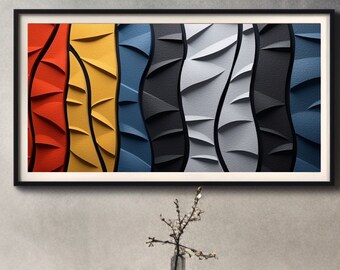 Samsung Frame TV Art, 3D Amazing Linocut Abstract art, instant download, tv wallpaper, digital download