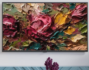 Samsung tv frame art, abstact art maroon love, digital art, spring flowers, summer, digital download, art for frame tv