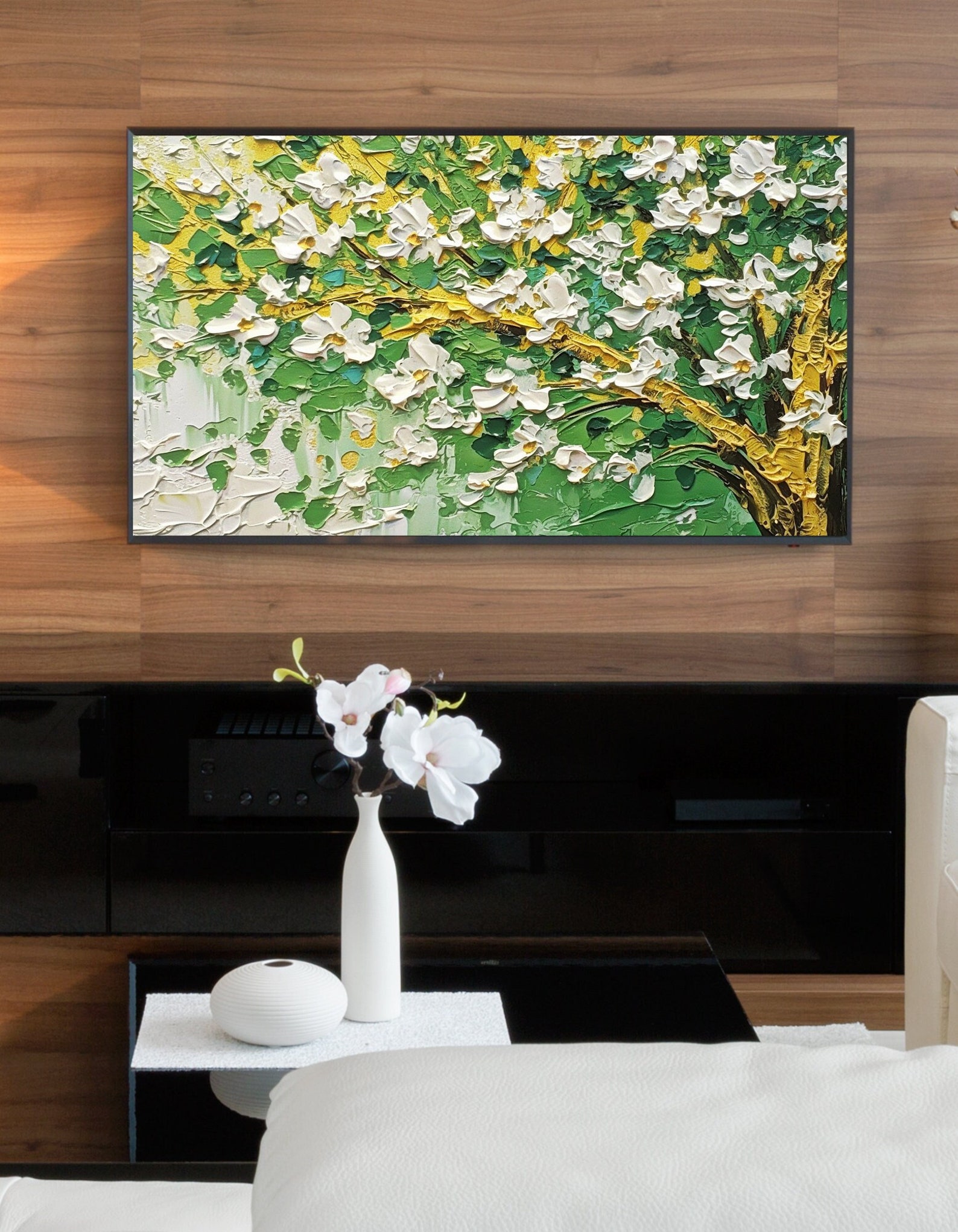 Samsung Frame Tv Art, Amazing Green Base Tree Art, Oil Painting ...