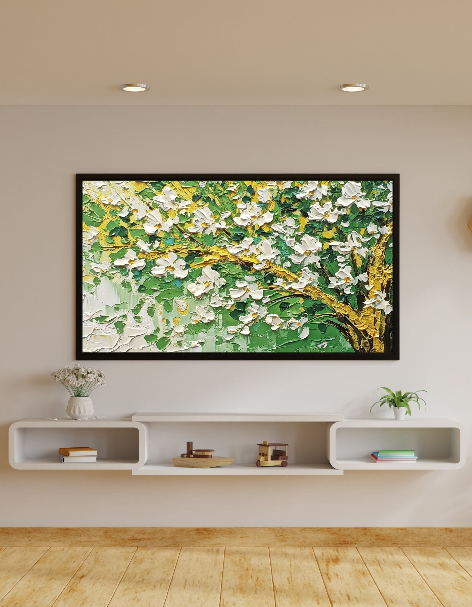 Samsung Frame Tv Art, Amazing Green Base Tree Art, Oil Painting ...