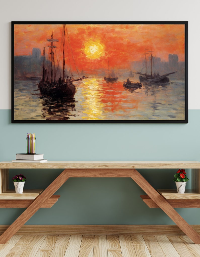 Samsung Tv Frame Art, Amazing Sunset Warm Painting, Digital Art, Nostaligic, Summer, Digital
