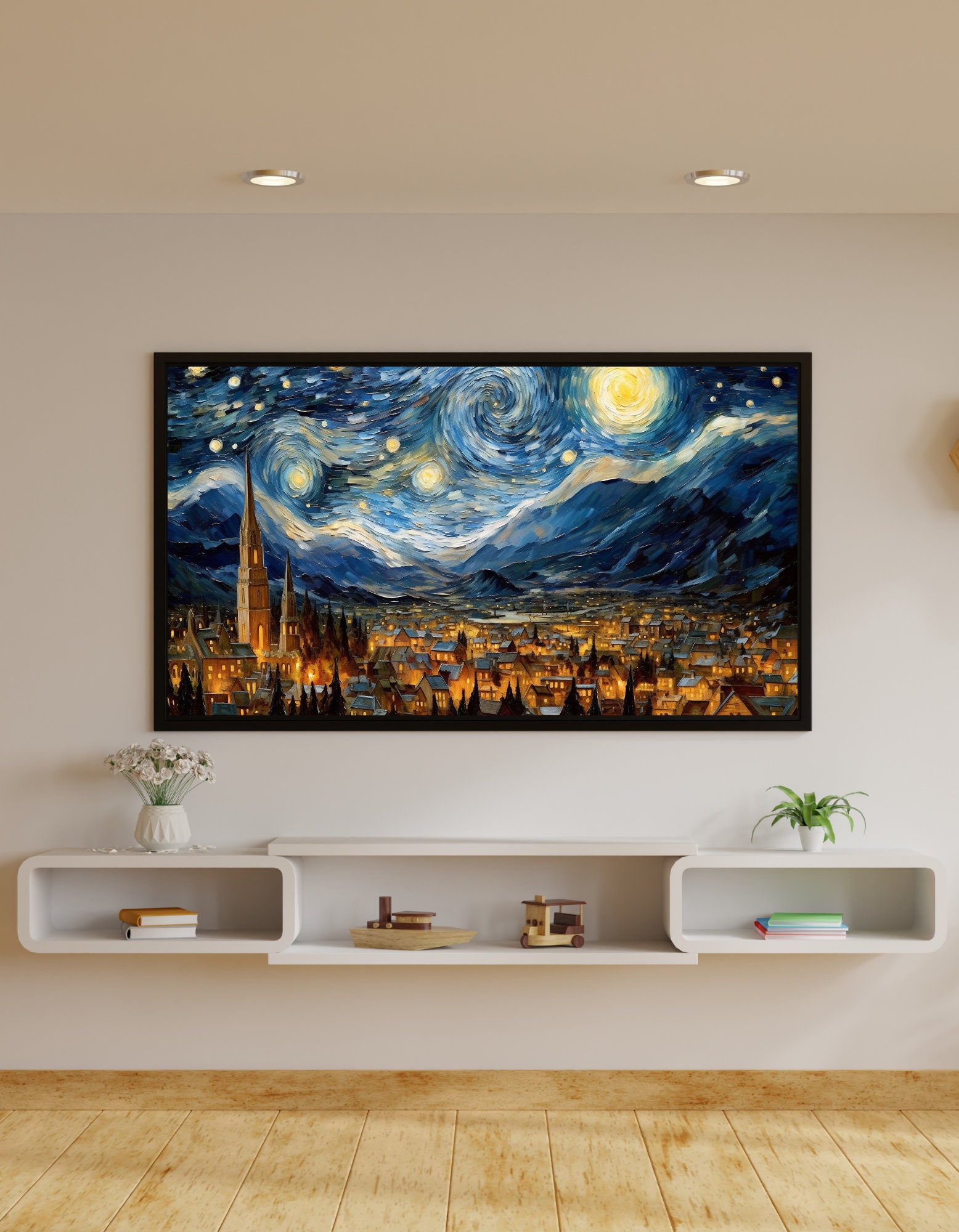Art for Frame TV, Dramatic and Stunning Starry Night Themed Painting ...