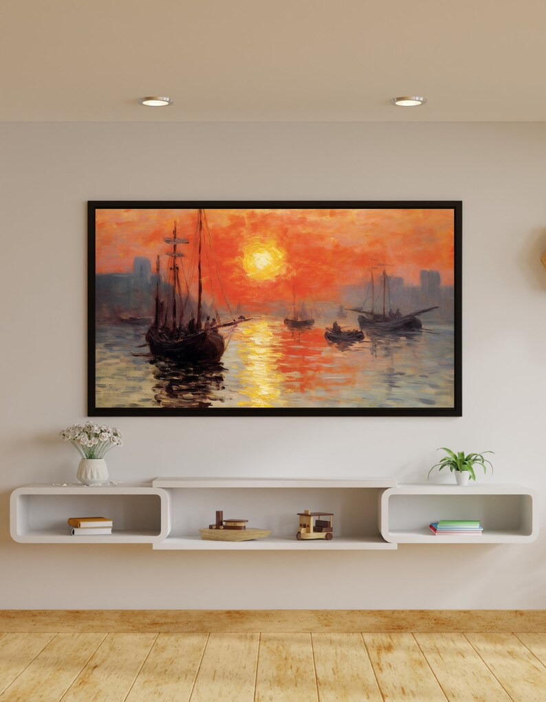 Samsung Tv Frame Art, Amazing Sunset Warm Painting, Digital Art