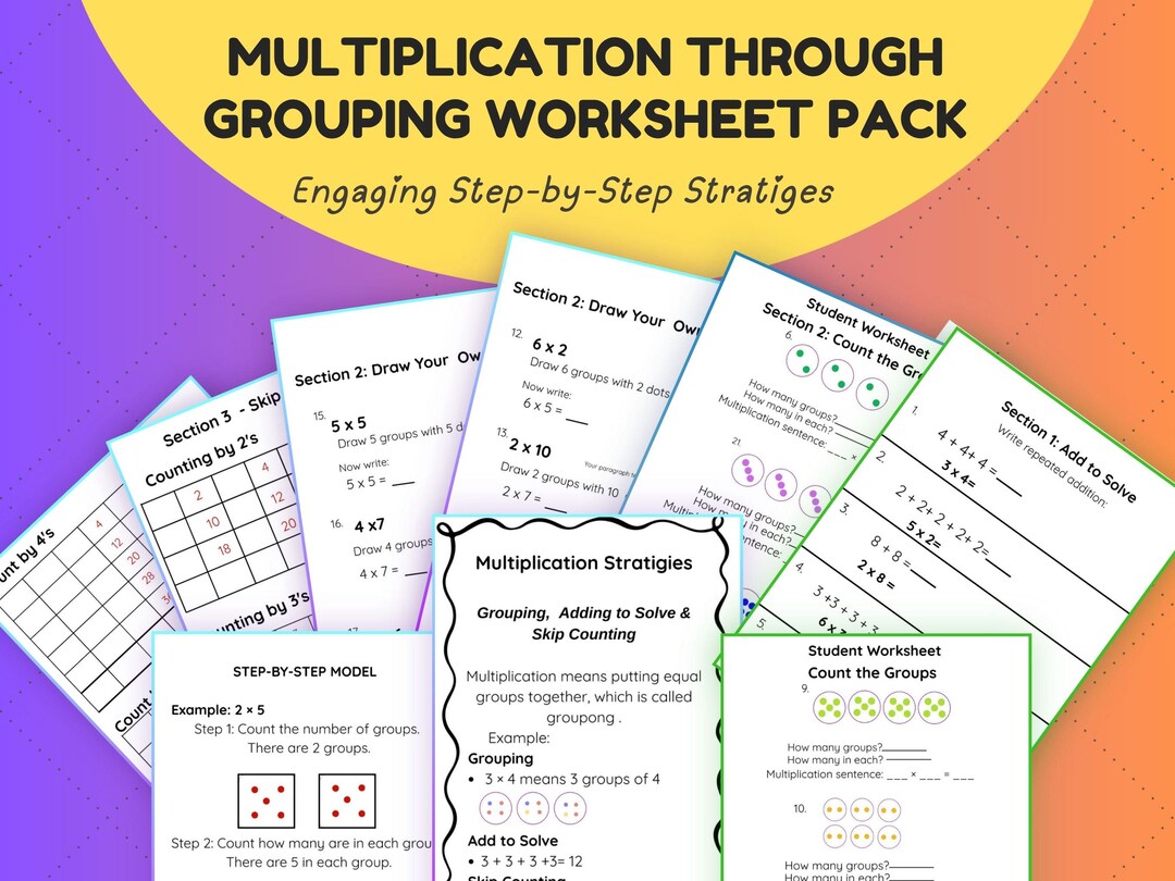 4th Grade Multiplication Worksheet | Grouping, Repeated Addition, Skip ...
