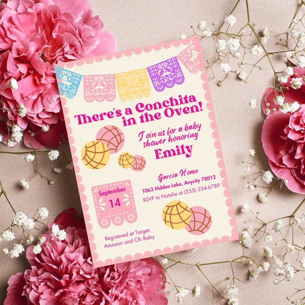 Concha Baby Shower Invitation, Editable Template, Baby Girl Shower, Conchita, Pan Dulce, Invite