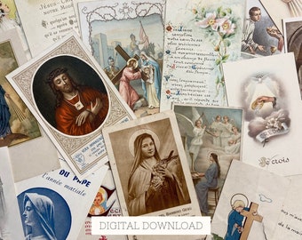 French Antique Prayer Cards: Catholic Ephemera for Junk Journals (Digital Download)