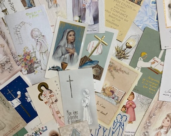 French Vintage Prayer Cards, Catholic Ephemera (Digital Download)