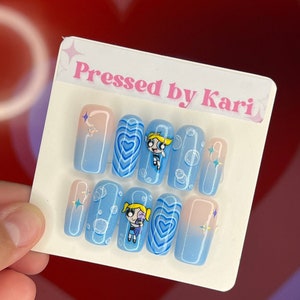 Bubbles Powerpuff Girl press on nails