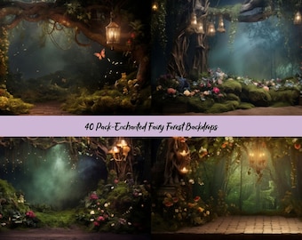Mega pacote de 40 - Cenários de fadas encantadas e florestas élficas para sobreposição de Photoshop