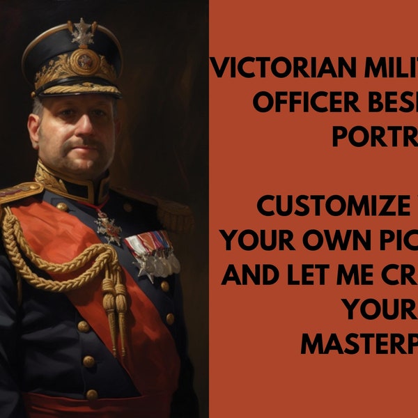 Customized Victorian Military Portrait: Personalize it with your photo! Perfect Bespoke Gift for Him