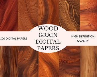 Paquete de 100 papeles digitales de grano de madera, texturas de madera para la elaboración
