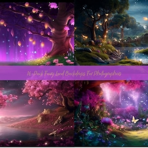 16-Pack  Digital Fairy Backdrops, High-Quality Photoshop Overlays, Magical & Whimsical Themes, Ideal for Zoom/Teams Virtual Meetings