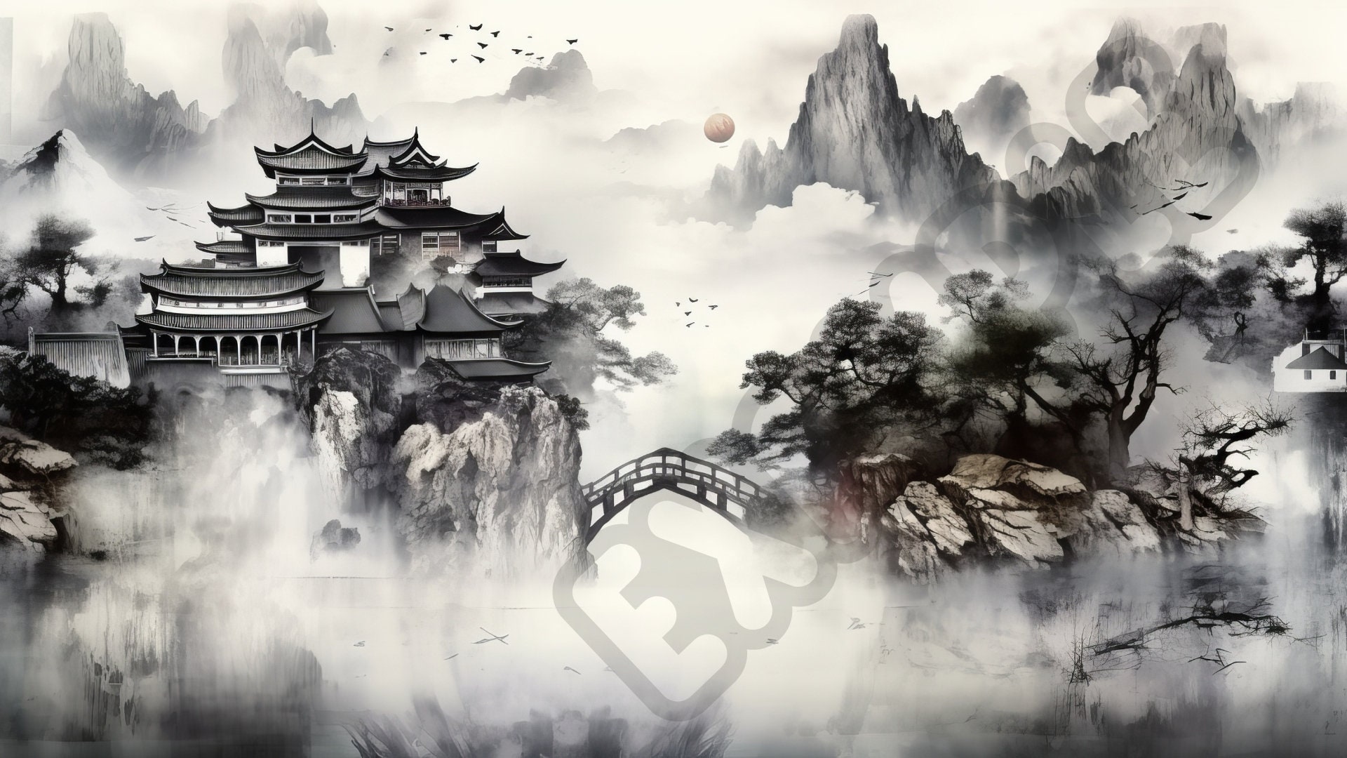 10-pack Chinese Ink Art Inspired Digital Backdrops Perfect - Etsy