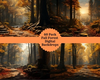 Autumn Forest Backdrops Bundle: 40 High-Resolution Fall Scenery Backgrounds for Photographers