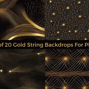 Golden Elegance: Digital Backdrops - Abstract Designs for Photoshop Overlays, Crafting, and Zoom/Teams Meetings (Pack of 20)