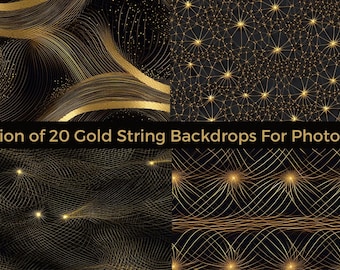 Golden Elegance: Digital Backdrops - Abstract Designs for Photoshop Overlays, Crafting, and Zoom/Teams Meetings (Pack of 20)