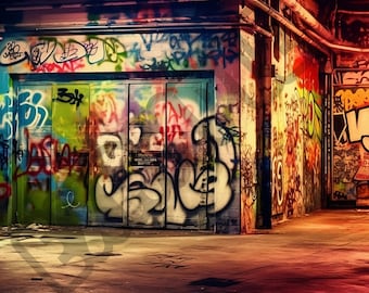 10-Pack Graffiti Digital Backdrops - Photography Backgrounds, Graffiti Overlays