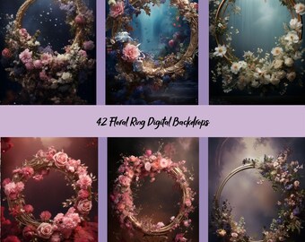 42-Pack Vertical Floral Ring Backdrops - Perfect for Romantic Maternity Shoots