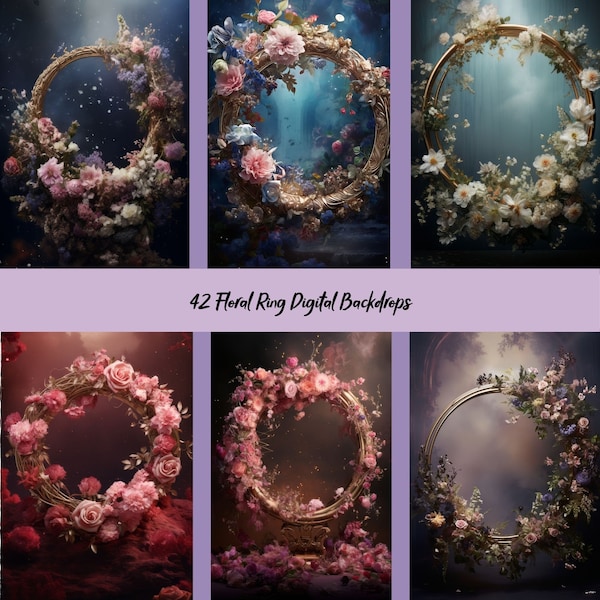 42-Pack Vertical Floral Ring Backdrops - Perfect for Romantic Maternity Shoots