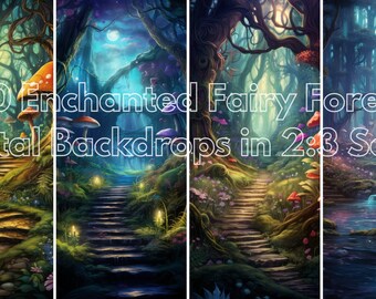 Mega Pack of 40 - Enchanted Fairy & Elven Forest Backdrops for Photoshop Overlay