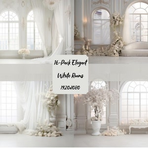 Elegant White Room Backdrops - 16 Pack, Perfect for Photographers & Digital Art