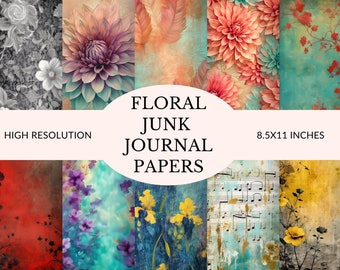 Vintage Vibes: 127 Assorted Floral Digital Papers for Scrapbooking and Junk Journaling