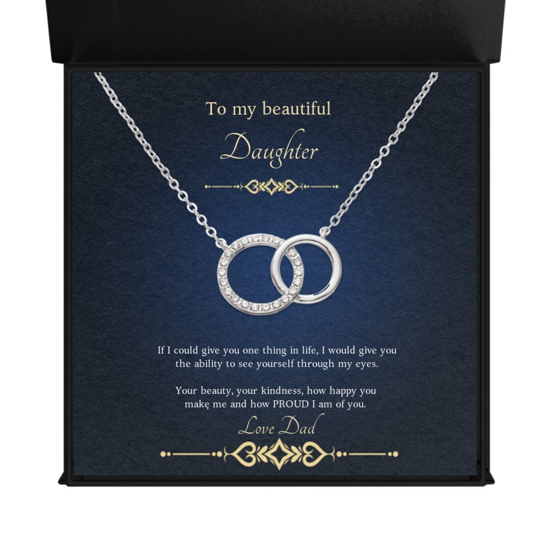 Interlocking Circles Necklace, From Dad to Daughter, Stainless Steel ...