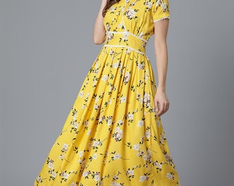 Printed Flared Dress with lace work, Floral party wear long dress