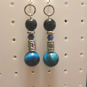 Blue Tiger's Eye Natural Gemstone Healing Earrings