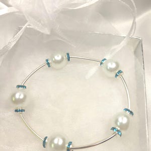 Daily Blessings® White Pearl Bracelet with Custom Colored Rhinestones, Gratitude Bracelet®, Inspirational Gift, BEST SELLER!!