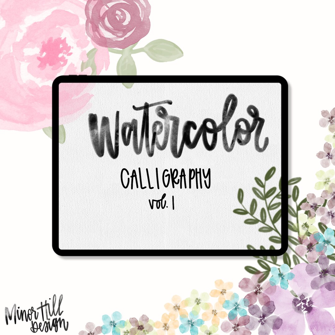 Procreate Watercolor Lettering Brush Set Digital Download Etsy