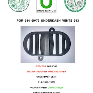 Porsche 914 (1969-1975) under dash vent