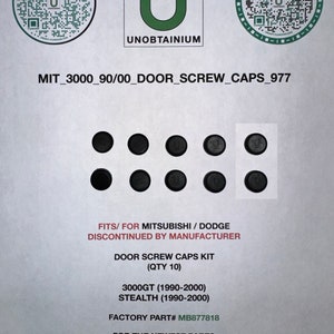 Mitsubishi 3000GT Door Screw covers kit (Qty 10)