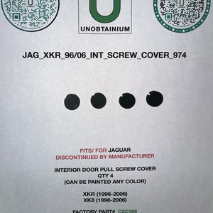 Jaguar XKR & XK8 inner door screw cover Part# C2C366 (QTY 4)