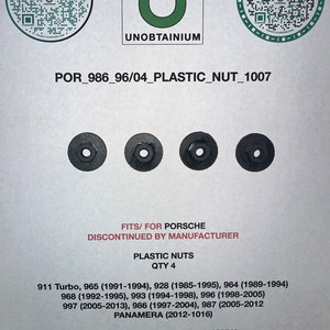 Porsche plastic nuts 911, 965, 928, 964, 968, 993, 996, 997, 986, 987, Panamera