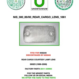 Nissan 300zx 1989-2000 Lampada di cortesia per il carico posteriore