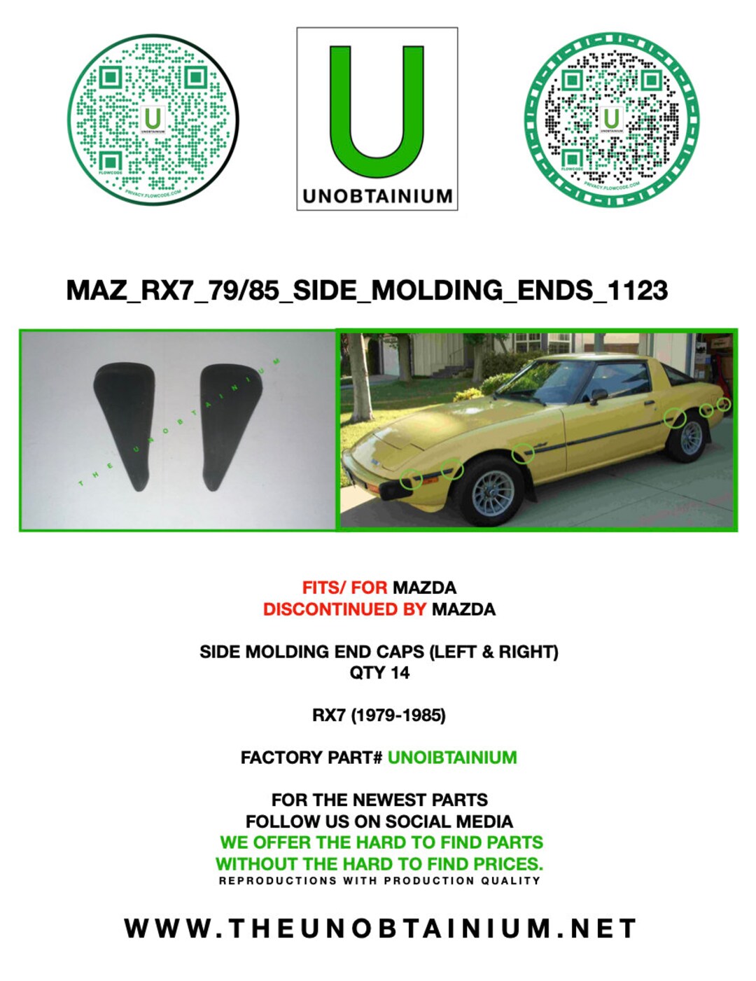 Fd Rx7 Side Window Caps Mazda RX7 1979-1985 Side Molding End Caps QTY 14 - Etsy
