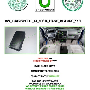 Volkswagen Transport T4 1990-2004 Dash Blank Pair (Qty 2)