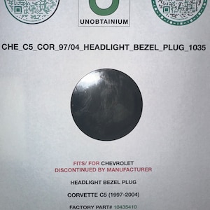 Bouchon de cache de phare pour Chevrolet Corvette C5 Pièce n° 10435410, 445024