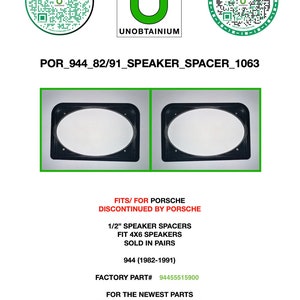 Porsche 944 Speaker spacers sold in kits. QTY 2 (These will fit other models)