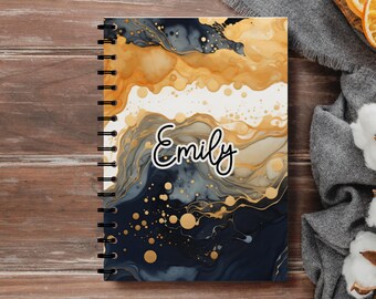 Personalized Abstract Alcohol Ink Journal, Custom Notebook, Diary