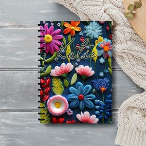 Personalized Wildflower Journal, Custom Floral Notebook, Custom Name Gift, Self Care Journal, Writing Diary, Customized notebook for women
