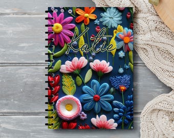 Personalized Wildflower Journal, Custom Floral Notebook