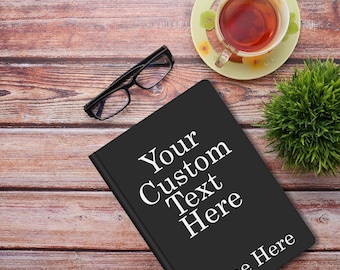 Personalized Hardcover Journal, Custom Text Diary, Minimalist Planner