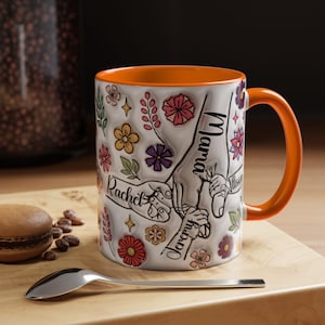 Personalized Mom Mug, You Hold Our Hands & Our Hearts Mug, 3D Inflated Effect Mug, Personalized Holding Mom&#39;s Hands, Gift for Nana, New Mom