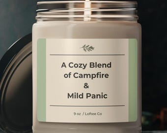 Funny Camping Candle | Campfire & Mild Panic Scented Soy Candle