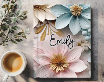 Personalized Floral Journal, Custom Name Notebook, Writing Diary