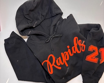Sudadera con capucha y nombre de equipo personalizado, sudadera de mascota, estampado abullonado, en relieve, camiseta de mamá de equipo, espíritu de equipo, tallas S-3XL, varios colores
