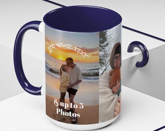 Personalized Photo Collage Coffee Mug, Custom Text, Family Memories Gift