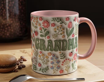 Floral Grandma Mug | Accent Coffee Mug 11oz 15oz, Gift for Grandmother,